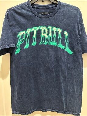 Pitbull Men’s Double Sided Navy Short Sleeve Tee with Green Logo